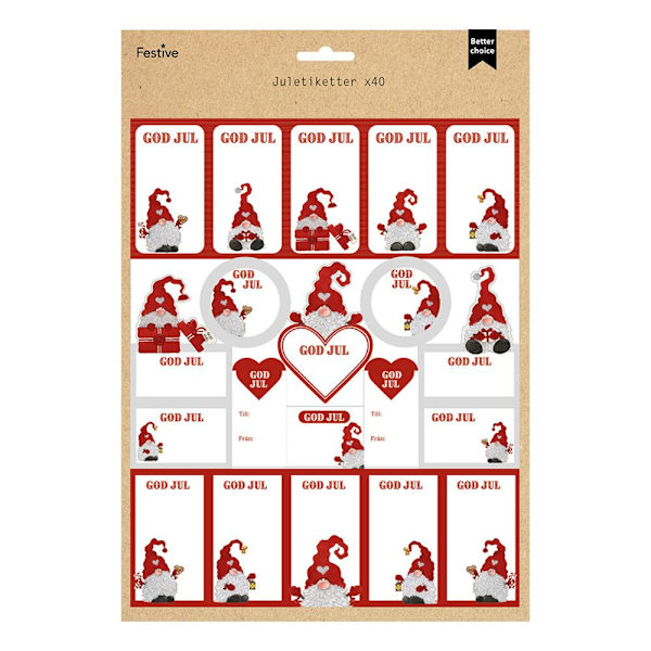 40pack Juletiketter / Stickers Jul Motiv Etiketter 7eed 68