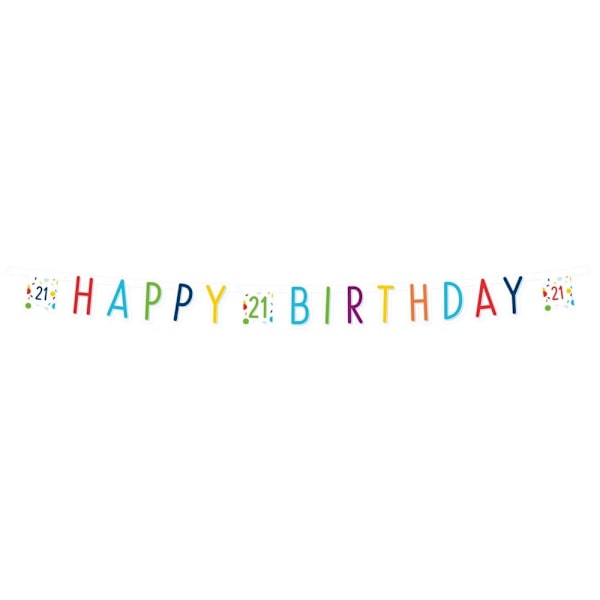 Happy Birthday konfetti 21-årsskylt 180 cm
