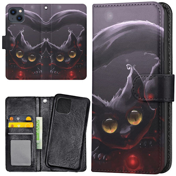 iPhone 15 Plus - Lommebok Deksel Svart Katt