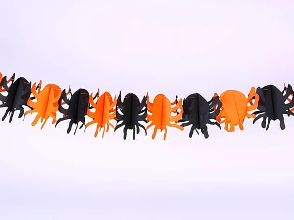 Dekorativ krans halloween pumpa/spindelpapper lång 3 meter