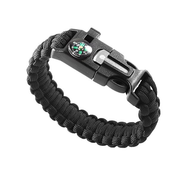 Paracord Selviytymisranneke Tuluksilla ym. Black