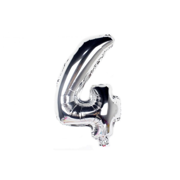 Numeroilmapallo / Metallic Balloon 34 cm - hopea Silver 4