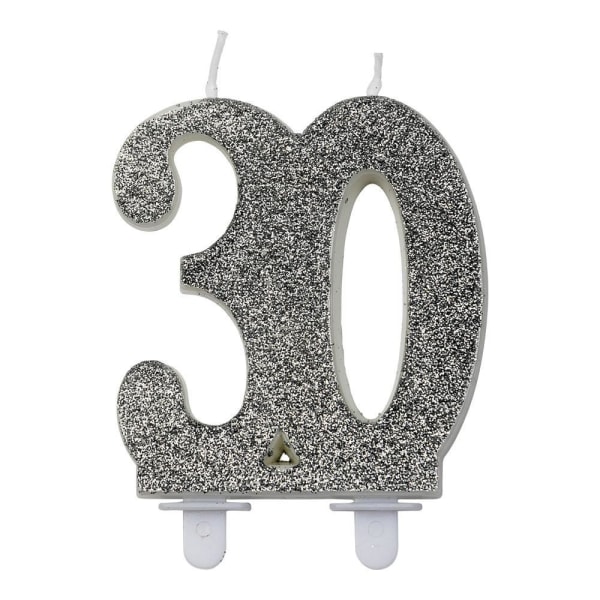 Fødselsdagslys / Nummerlys - Kagelys Nummer Silver 30