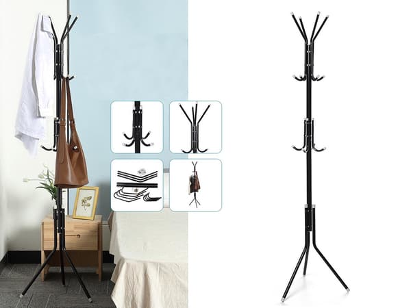 Klädställ ytterkläder jackor golvkrokarmar Black
