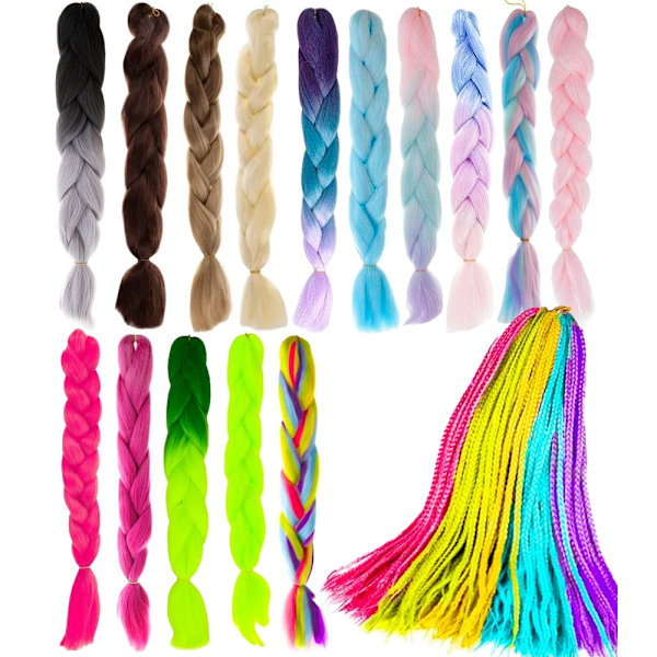 Jumbo Braid / Löshår Hårfläta - 60 cm MultiColor Multifärg