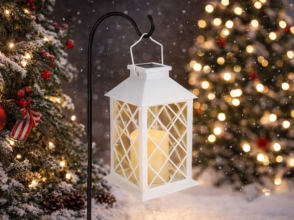 LED lykta dekorativ solcell White
