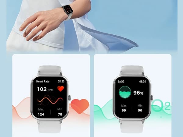 Smartklocka dam/herr gummiarmband sport bluetooth samtal grå grå