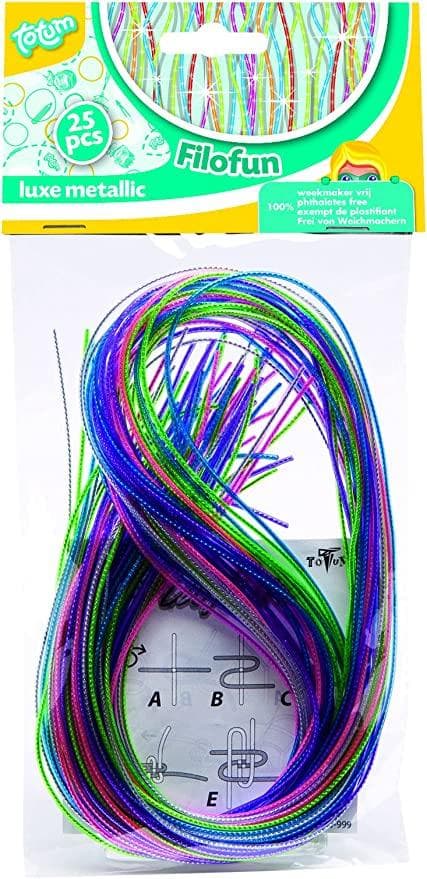25-Pack - Flätsnören Filofun - Metallic multifärg