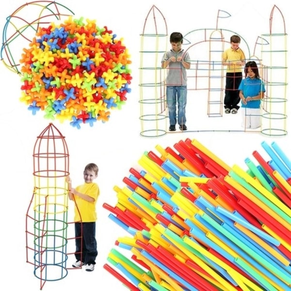 Fort Building Kit 408 Pieces - Rakennussarja lapsille - Luo muotoja Multicolor