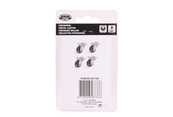 Svivelhjul set 50 mm svart 4 st