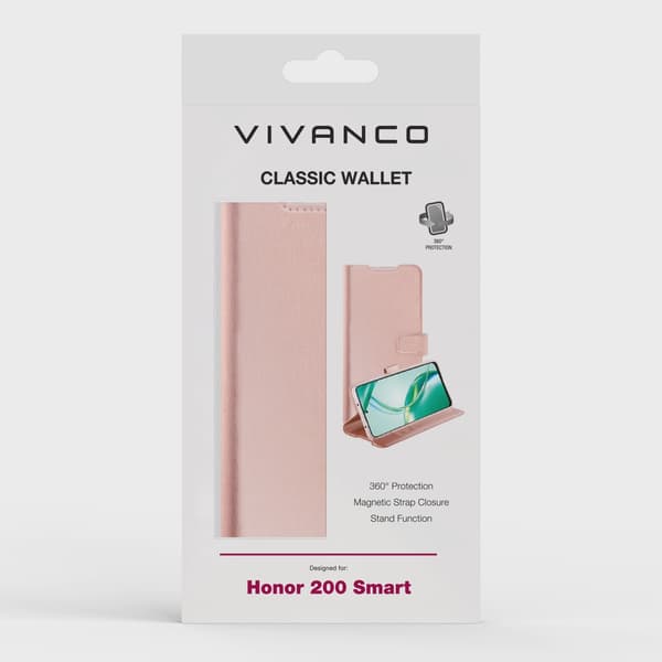 Vivanco Classic Plånboksfodral Honor 200 Smart Rosa Guld