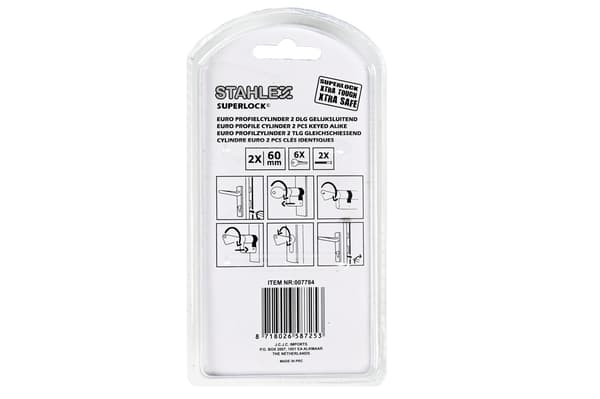 Cylinderlås europrofil 60 mm 2-pack lika låsning