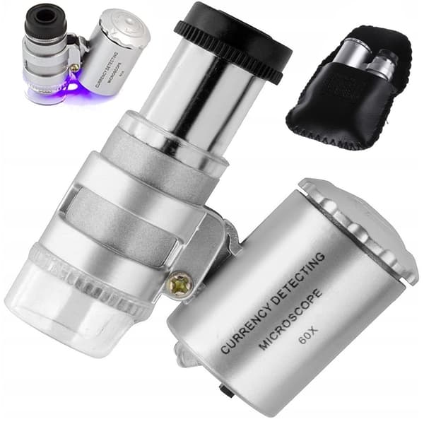 Lupp / UV Mikroskop - 60x Förstoring & Lampa