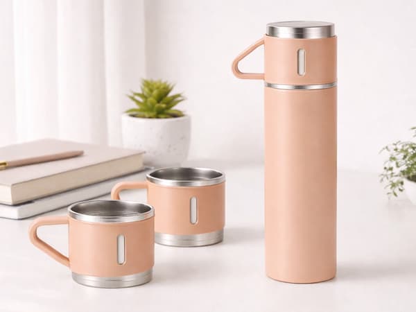 Termos 400 ml rostfri med koppar Rosa