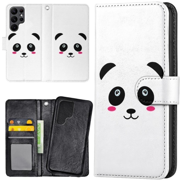Samsung Galaxy S22 Ultra - Lompakkokotelo/Kuoret Panda Multicolor