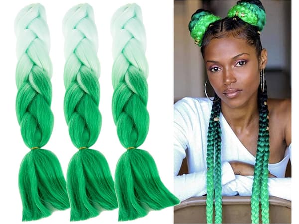 Jumbo Ombre Braid / Löshår Hårfläta - 60 cm Grön