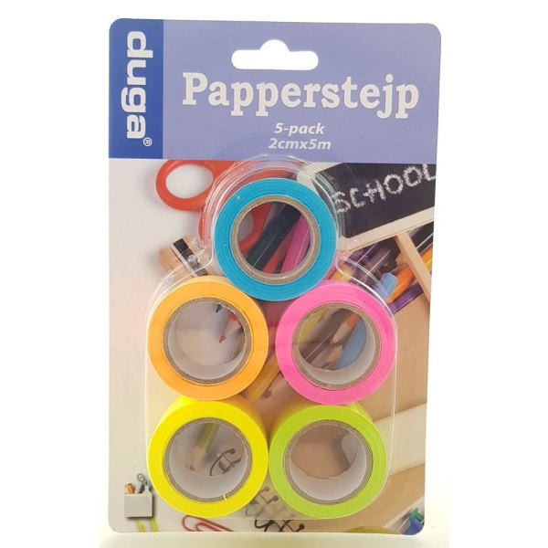 5-Pack - Papperstejp / Tejp Papper - 2cm x 5m multifärg