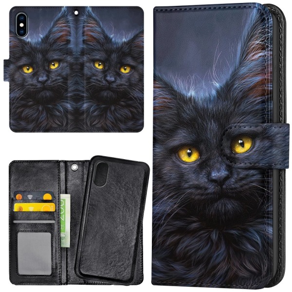 iPhone X/XS - Lompakkokotelo/Kuoret Musta Kissa