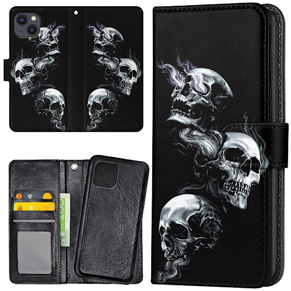 iPhone 14/15 Plus - Plånboksfodral/Skal Skulls