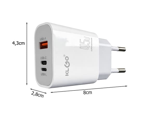Snabbladdare 45W USB-A USB-C universell