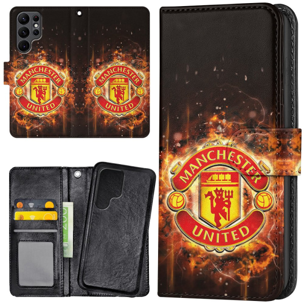 Samsung Galaxy S22 Ultra - Plånboksfodral/Skal Manchester United