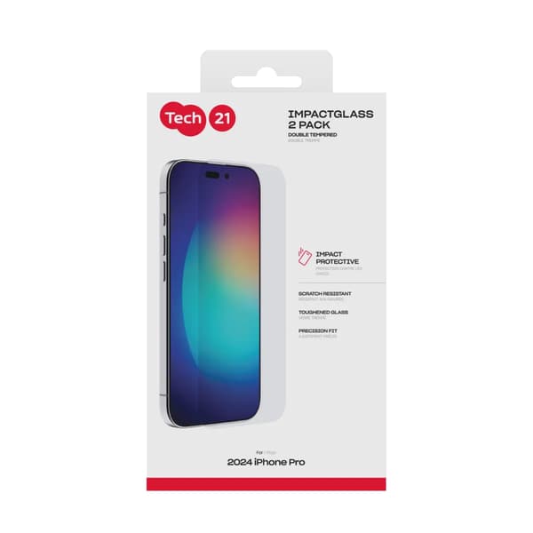 Tech21 Impact Glass 2-pack Extra Strong iPhone 16 Pro