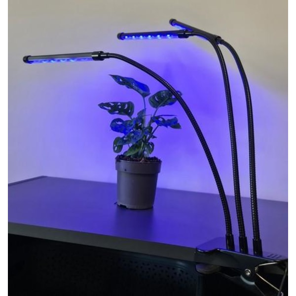 Växtlampa - Växtbelysning med 3 LED-lysrör Svart