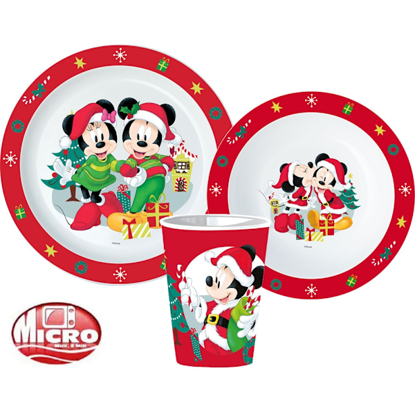 Minnie och Mickey julmiddagsset från Disney, mikropolymer-set med kopp 260 ml