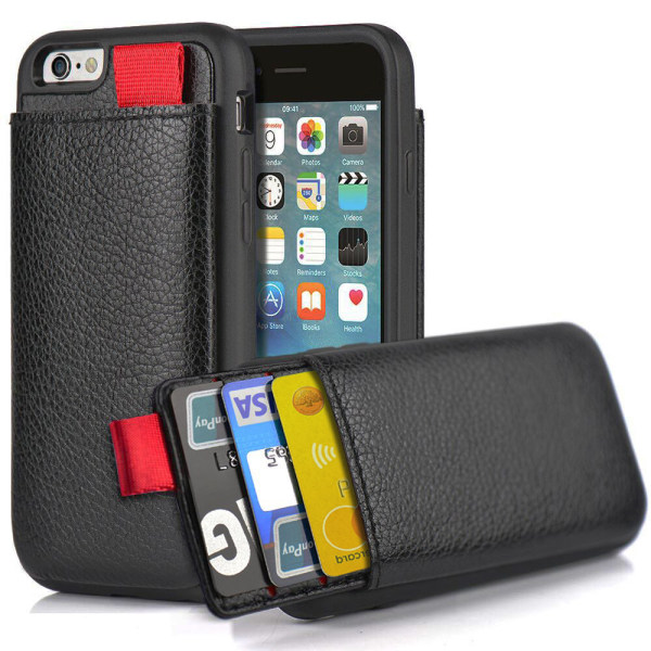 iPhone 7/8/SE - Skal / Mobilskal med Dolt Kortfack / Korthållare Svart 593e  | Black | 52 | Fyndiq