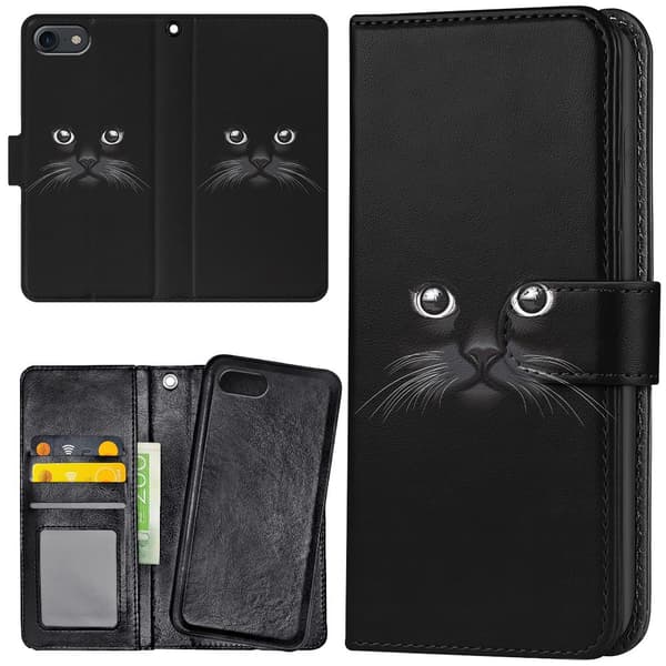 iPhone 16e/17e - Lommebok Deksel Svart Katt