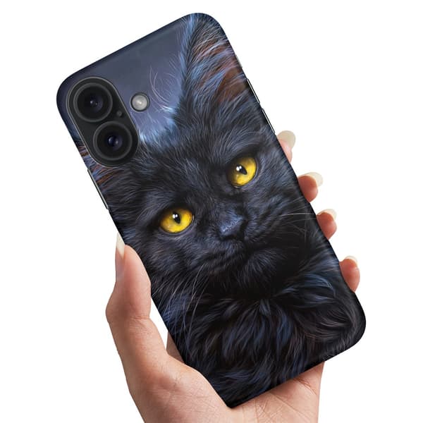 Deksel / Mobildeksel til iPhone 16 Plus - Svart Katt