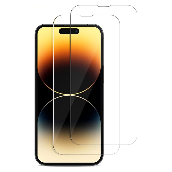 2 stk iPhone 15 Pro - Skjermbeskytter herdet glass Transparent