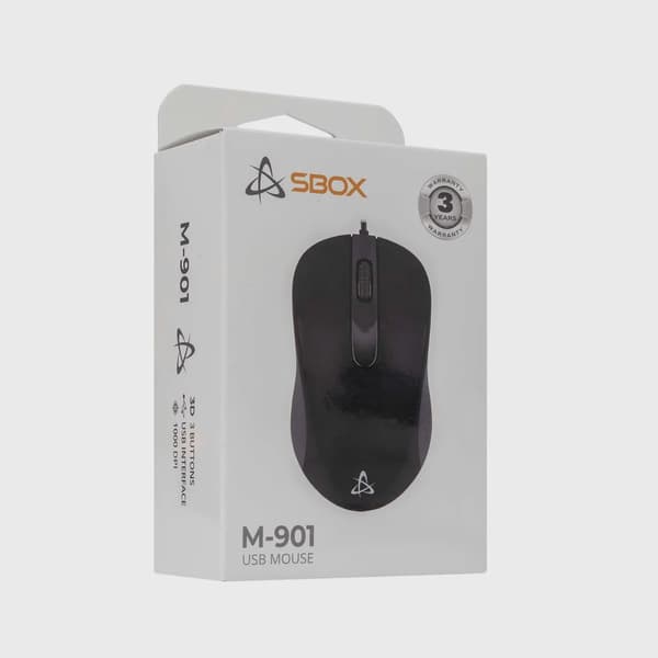 SBOX Trådad USB Mus 3D 1.000dpi Svart