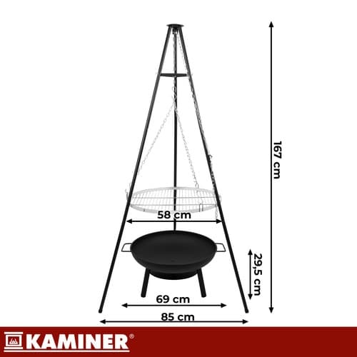 Hängande Grill för Öppen Eld - 167x58 cm
