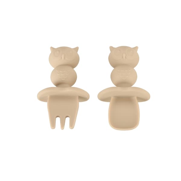 Barnservis / Barnbestick i Silikon - 8-delar Beige