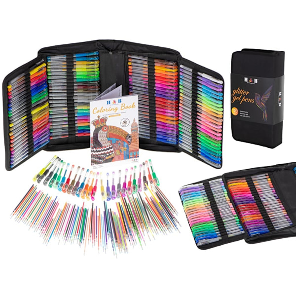 Färgade gelpennor i etui 120 st + 120 refills
