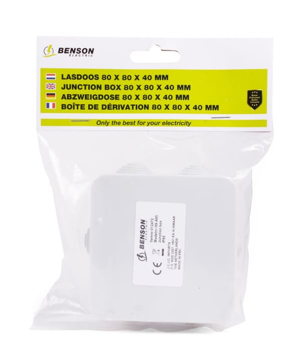 Kopplingsdosa 80 x 80 x 40 mm IP65