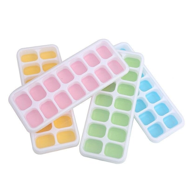 2-Kpl - Jäämuotit - Jääkuutiolaatikko kannella / 28 Jäätä Multicolor