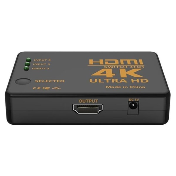 4K HDMI-switch 3x1 Kaukosäätimellä - 3-tie Black