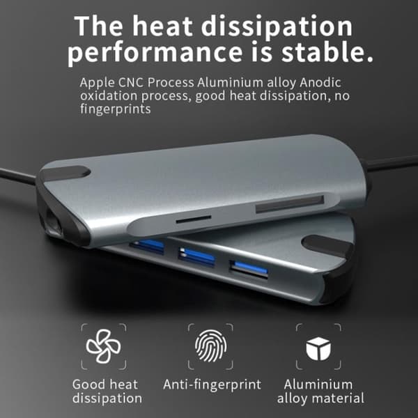 USB-C / Thunderbolt 3 - USB 3.0-Hubb - Macbook HDMI & Kortläsare Silver