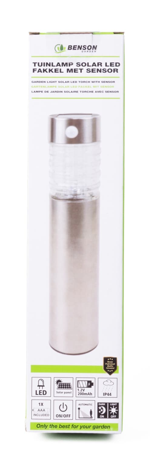 Trädgårdslampa solcell LED fackla 28 cm + sensor