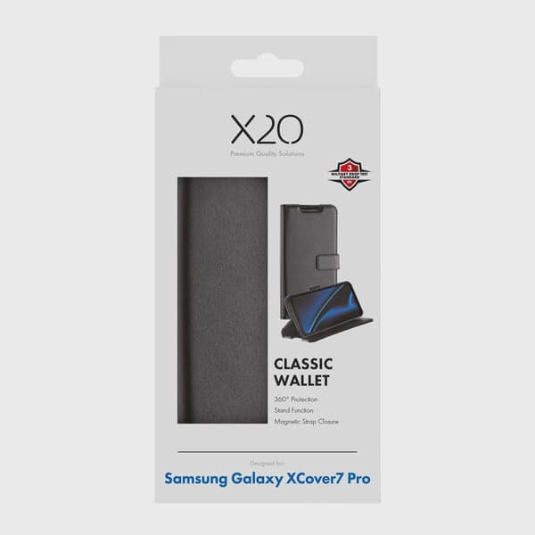 X2O Classic Wallet Plånboksfodral Samsung Galaxy Xcover7 Pro Svart