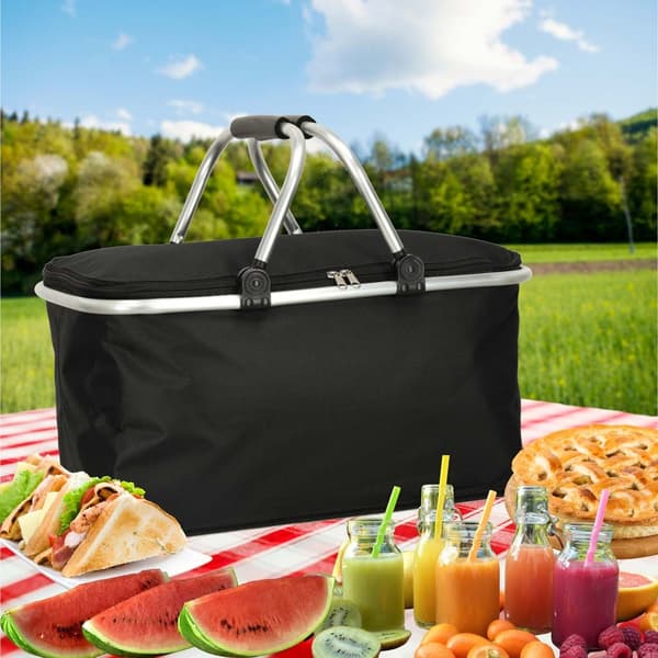Hopfällbar Picknickkorg med Isolering Svart