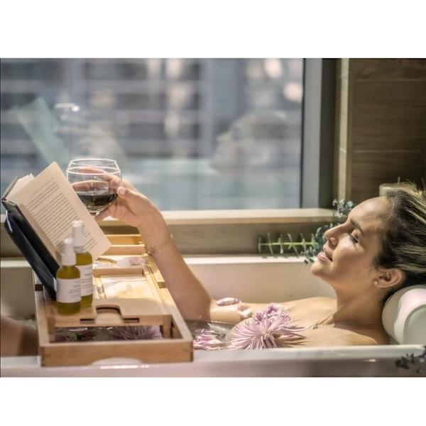 Badekarhylde / Hylde til badekar - Justerbar Bamboo
