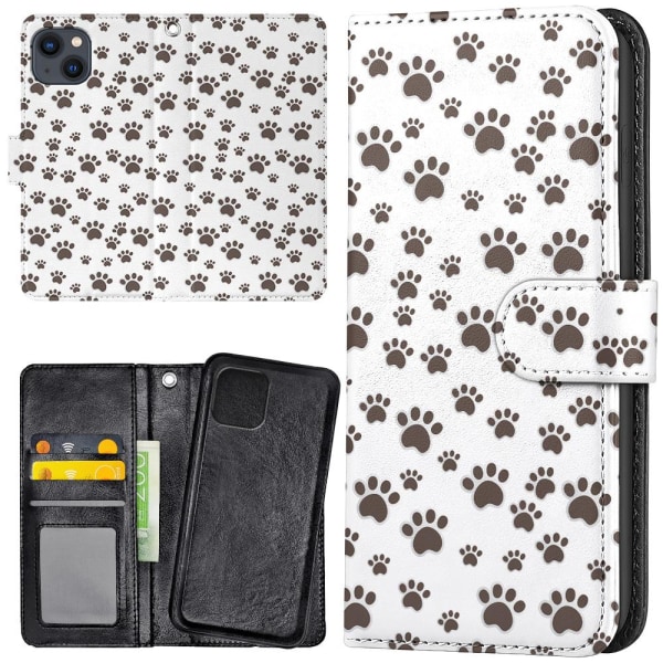 iPhone 13 - Plånboksfodral/Skal Paw Pattern multifärg