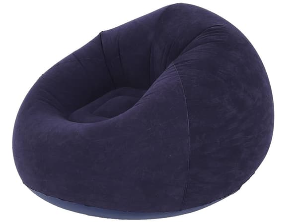 Uppblåsbar sittpuff velour Mörkblå