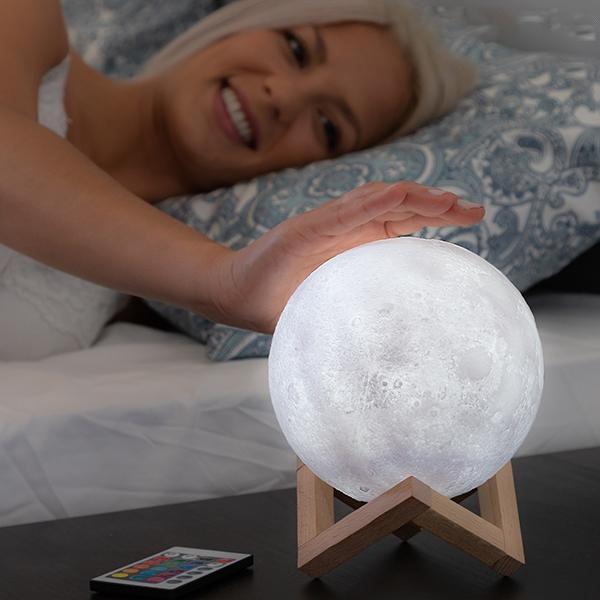 Lampe - Moon Lamp 15 cm / Natlampe - Månelampe - Justerbar farve Multicolor