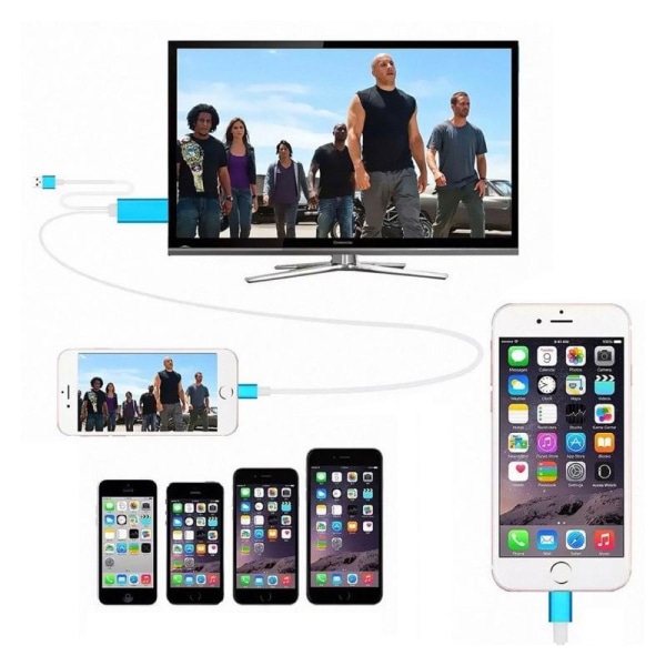 Mobil til TV-adapter - HDMI HDTV - 2m - Apple / iPhone Black 7a23 | Black |  90 | Fyndiq