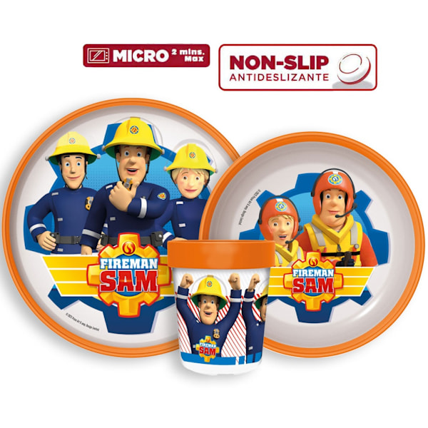 Antisklid middagset med Fireman Sam, set i mikroplast
