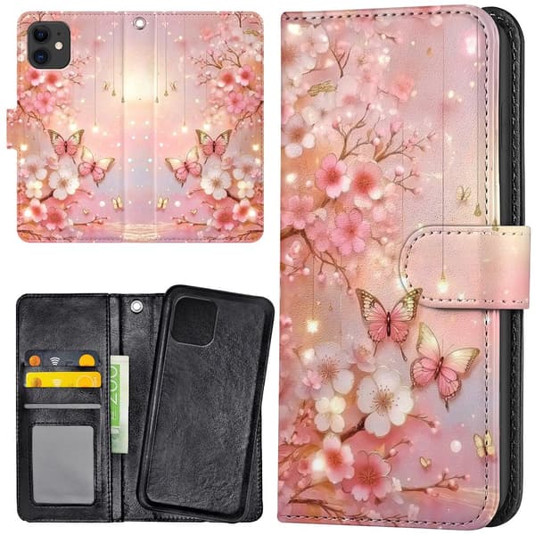 iPhone 11 - Plånboksfodral/Skal Flowers & Butterflies